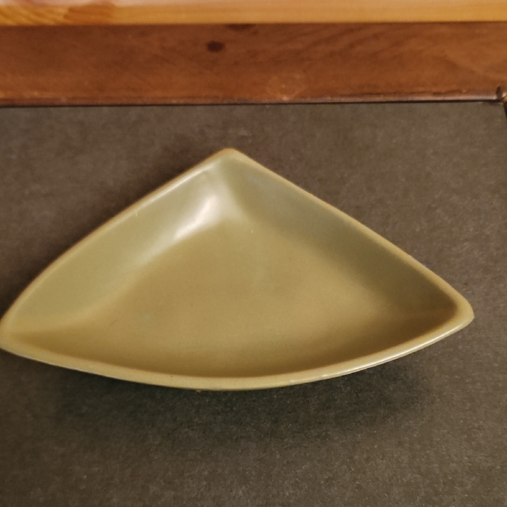 Sage Green Ceramic Accent Dish with Modern Lines
